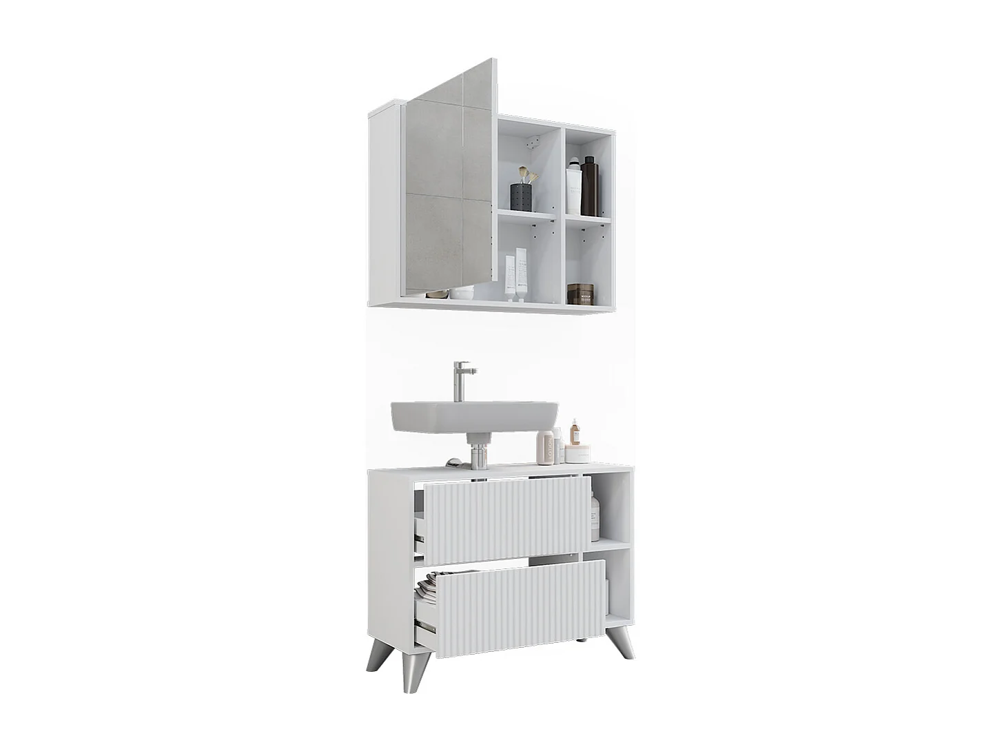 Ensemble de meubles de salle de bains blanc 80x30x62 leano