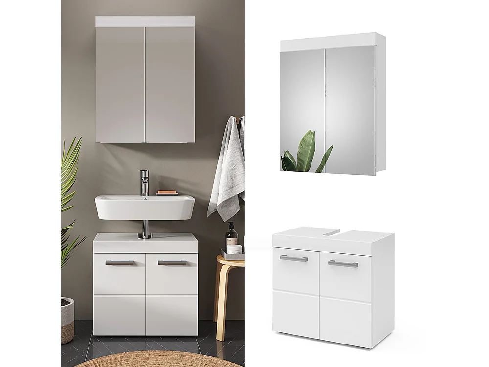 Set mobili bagno bianco 60x34x56 luna