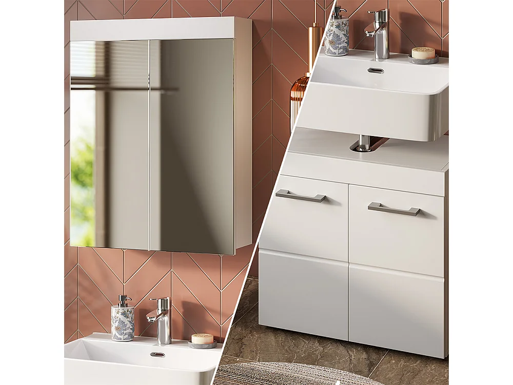 Set mobili bagno bianco 60x34x56 luna