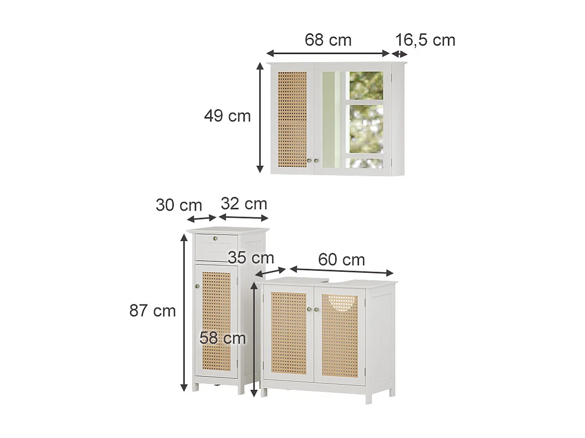 Set di mobili da bagno bianco 60x35x58 rosario