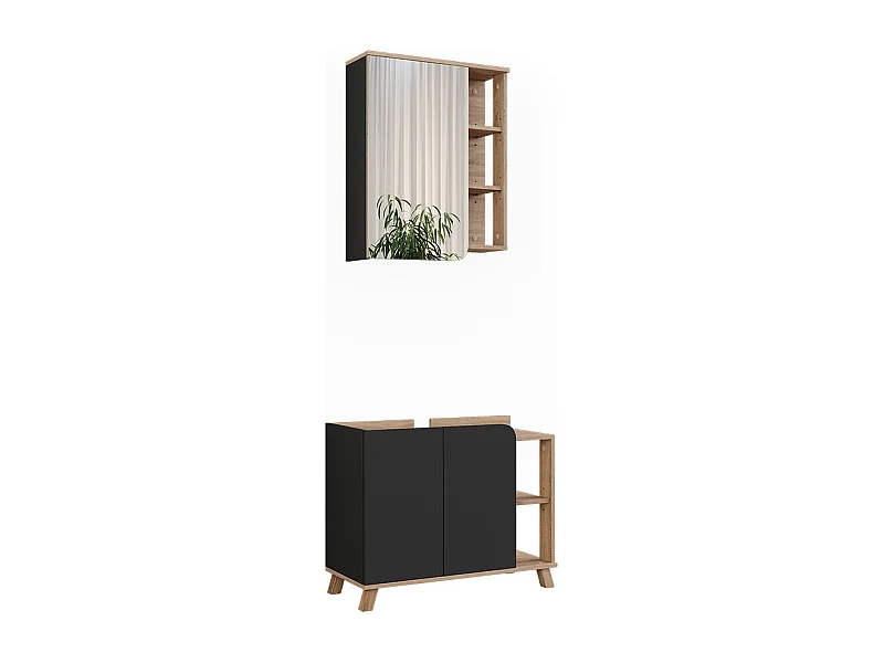 Set di mobili da bagno sonoma/antracite 80x35x65 karen