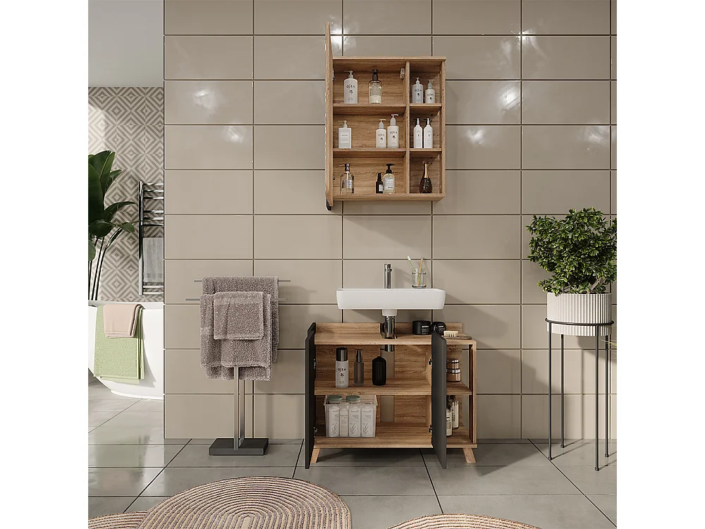 Meubles bain sonoma/anthracite 80x35x65 karen