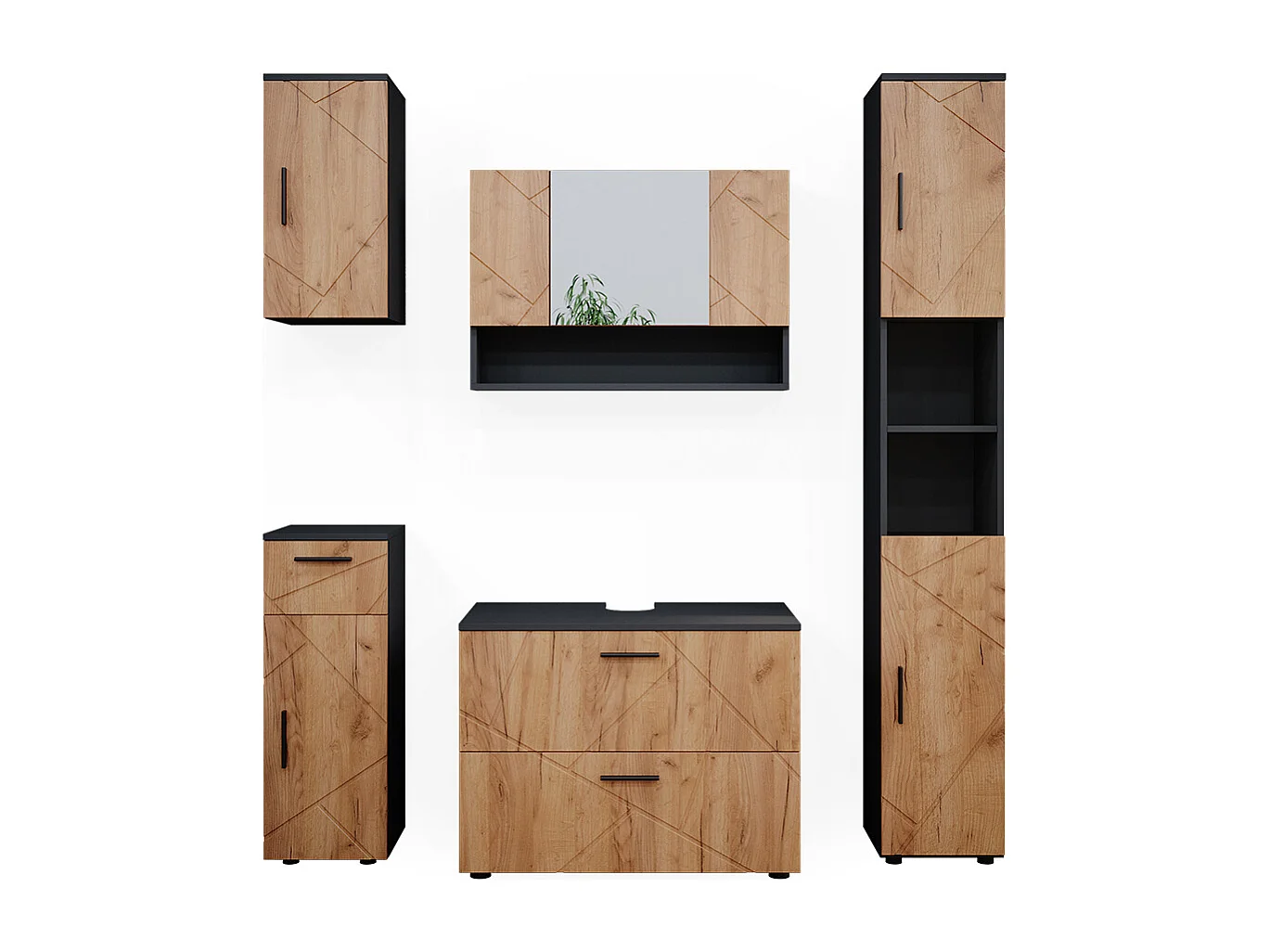 Meubles bain chêne doré/anthracite 80x41x58.6 irma