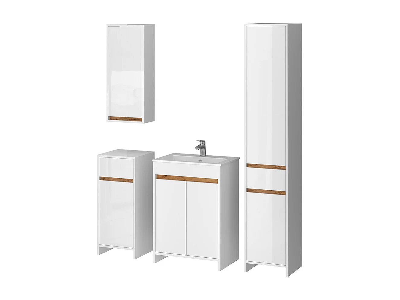 Conjunto de muebles de baño blanco alto brillo 59.6x40x81.9 lemgo