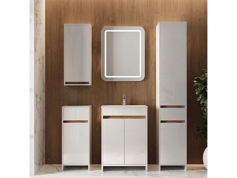 Bathroom furniture set white high gloss 59.6x40x81.9 lemgo