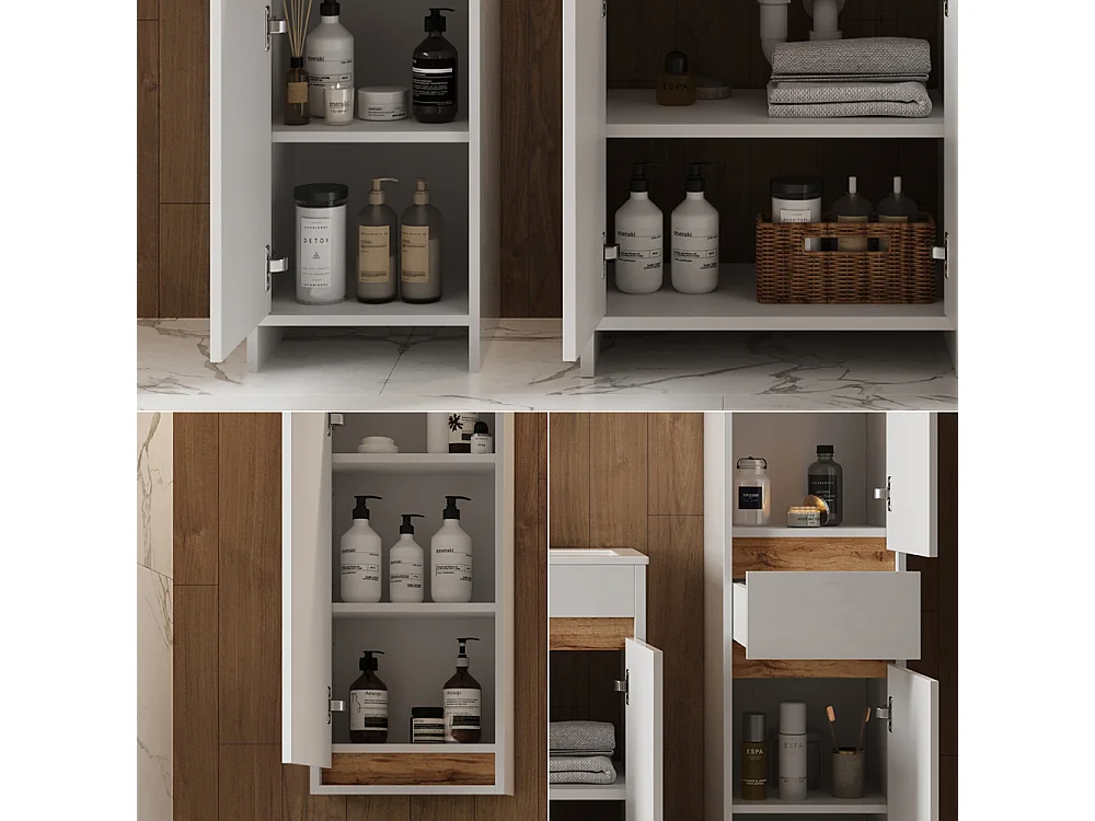 Bathroom furniture set white high gloss 59.6x40x81.9 lemgo
