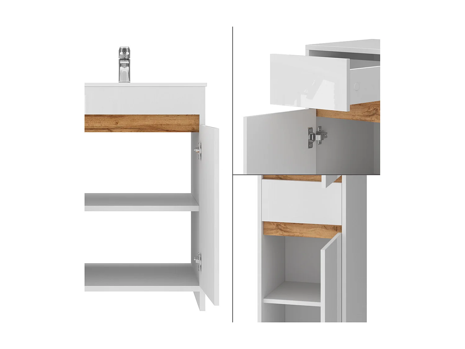 Bathroom furniture set white high gloss 59.6x40x81.9 lemgo