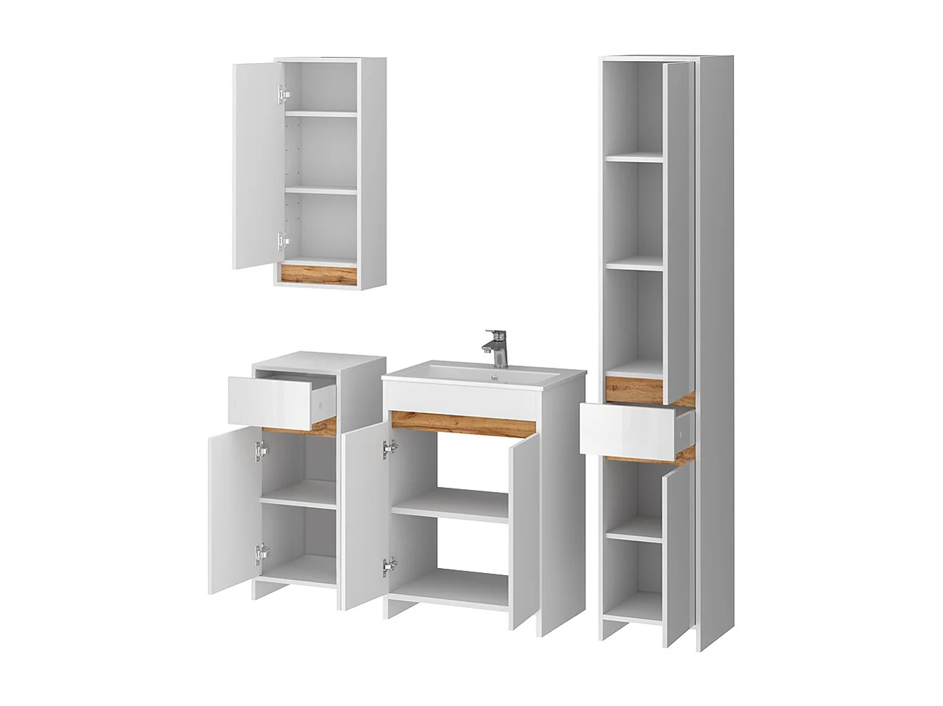 Bathroom furniture set white high gloss 59.6x40x81.9 lemgo