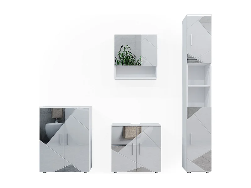 Conjunto de muebles de baño blanco alto brillo con inserciones 80x41x58.6 irma