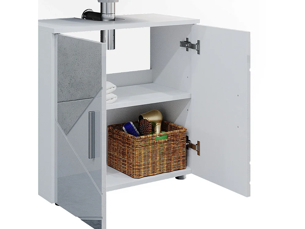 Meubles bain blanc brillant avec inserts 80x41x58.6 irma