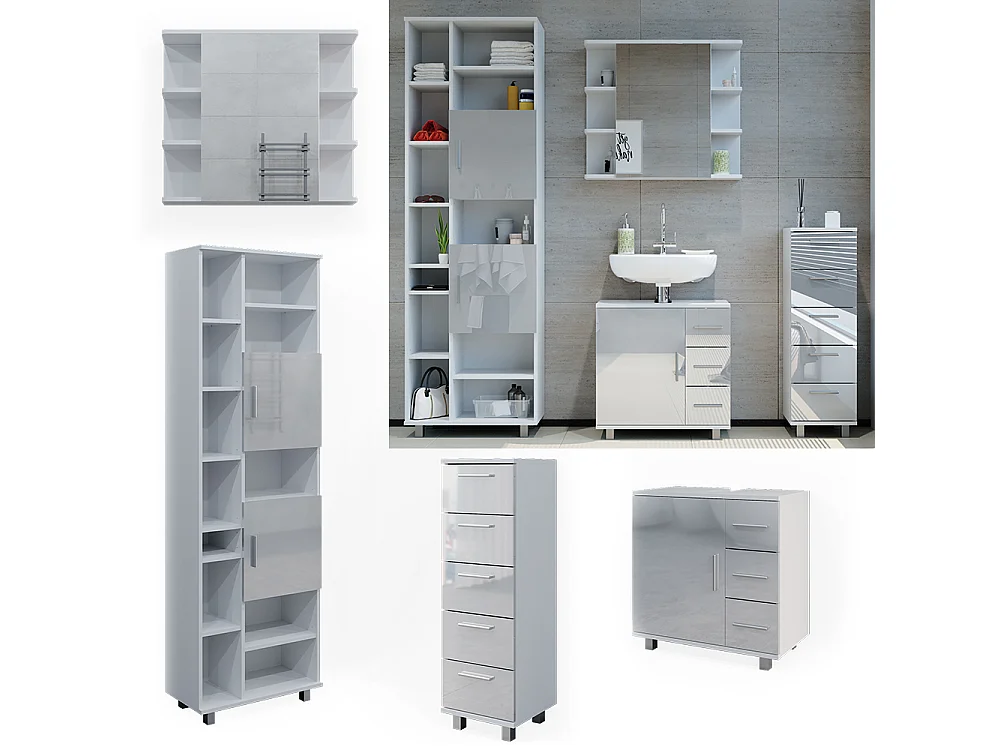 Badkamermeubel set wit hoogglans 60x33x60 ilias