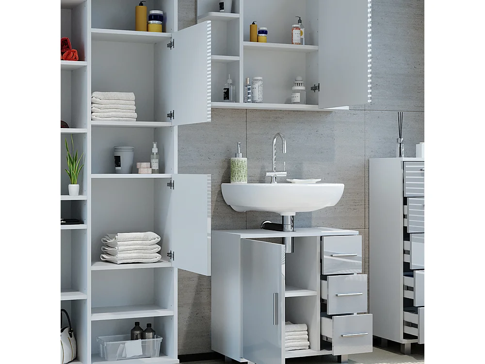 Badkamermeubel set wit hoogglans 60x33x60 ilias