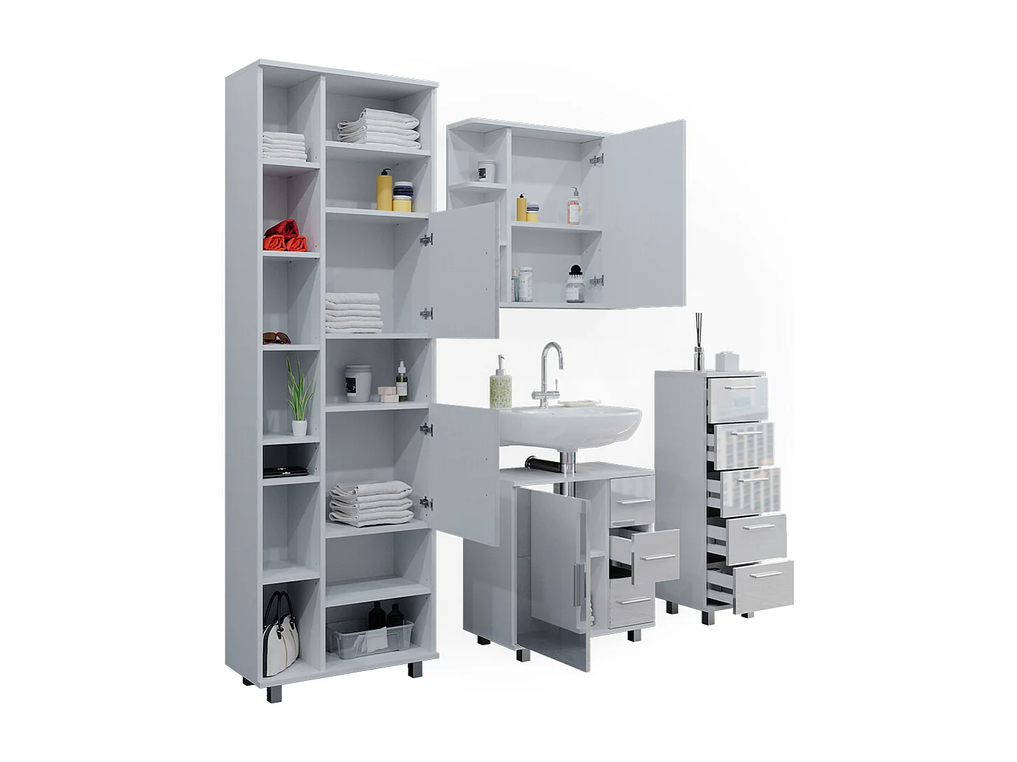 Badkamermeubel set wit hoogglans 60x33x60 ilias