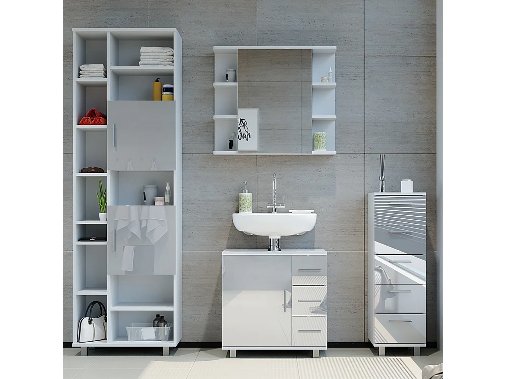 Meubles bain blanc haute brillance 60x33x60 ilias