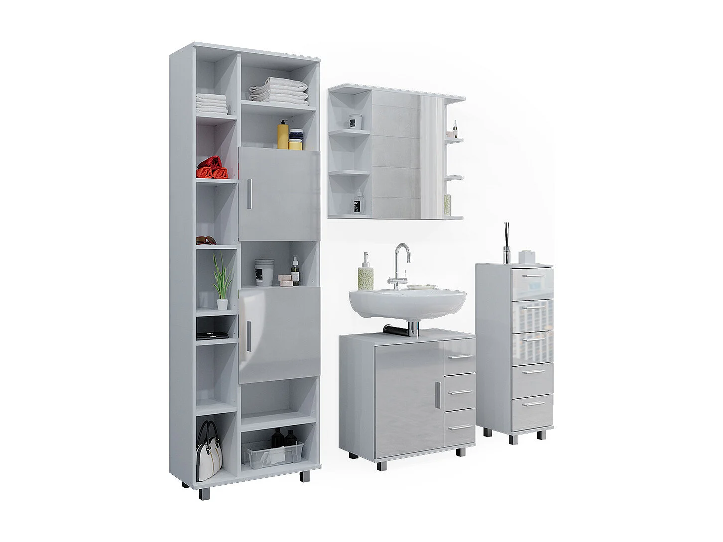 Meubles bain blanc haute brillance 60x33x60 ilias