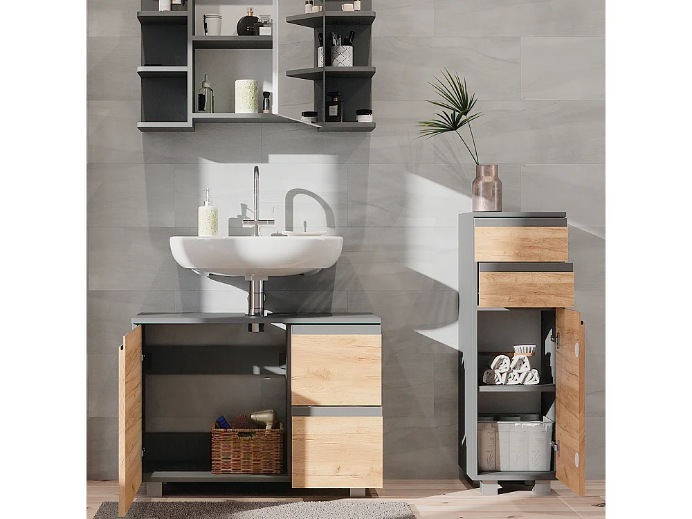 Meubles bain gris 80x33x60 j-shape