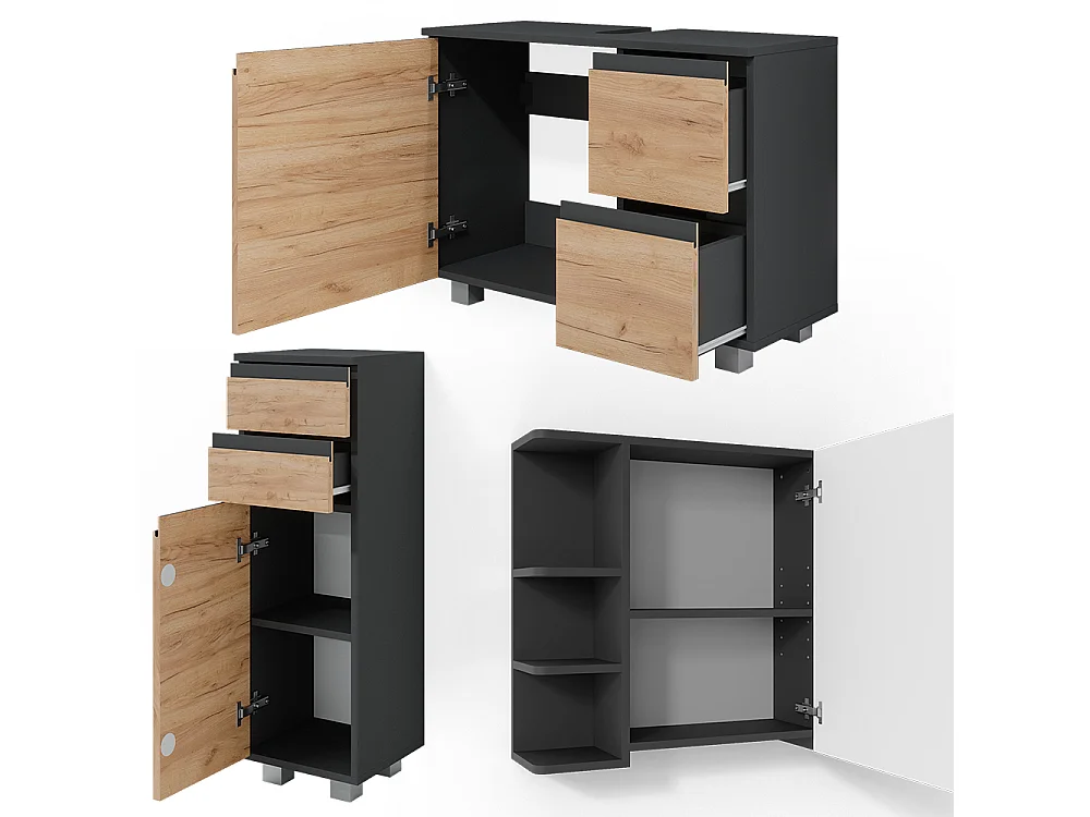 Meubles bain gris 80x33x60 j-shape