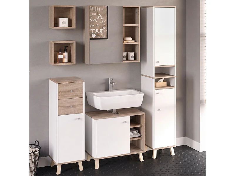 Set mobili bagno bianco 62x32x54 senyo