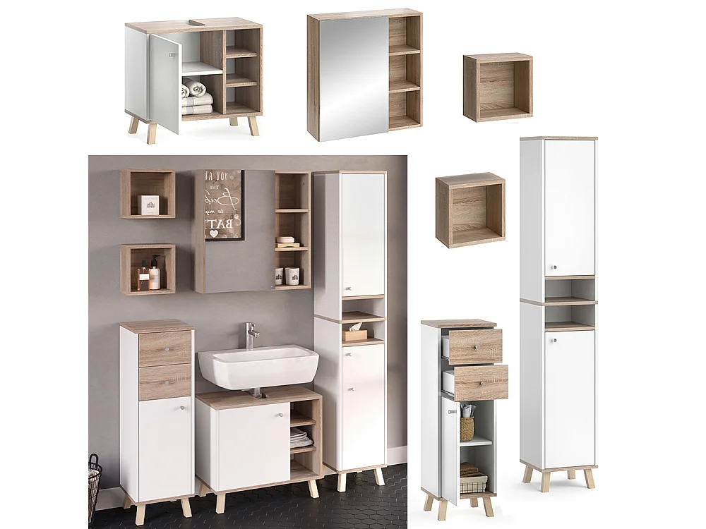 Set mobili bagno bianco 62x32x54 senyo