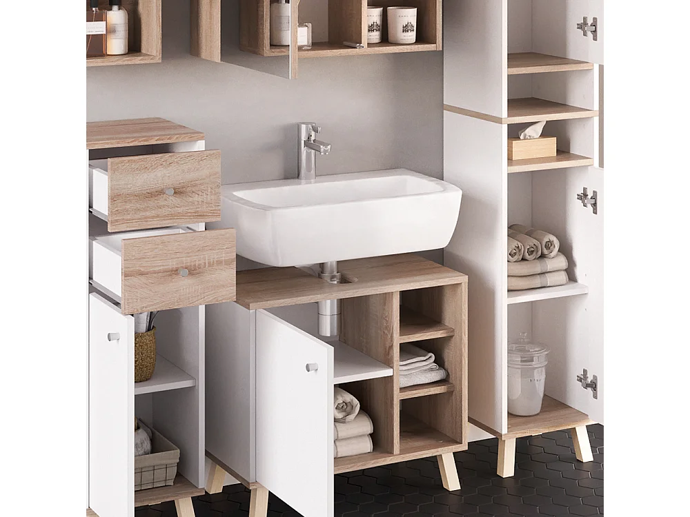 Set mobili bagno bianco 62x32x54 senyo