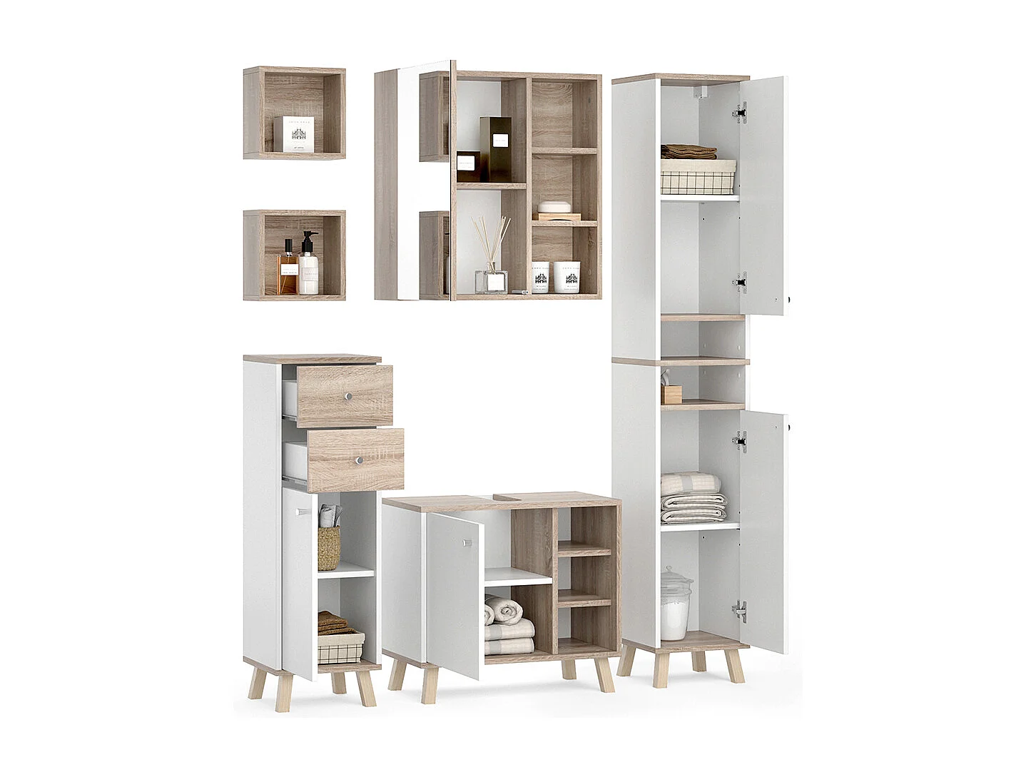 Set mobili bagno bianco 62x32x54 senyo