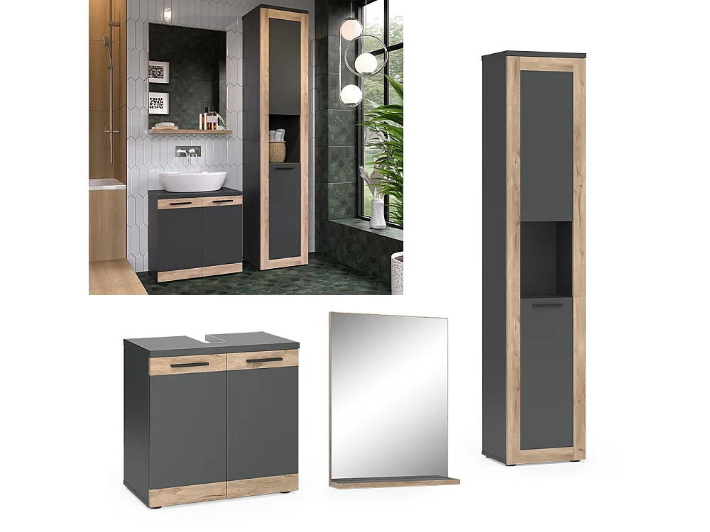 Badkamermeubelset antraciet 60x34.3x59.1 niko