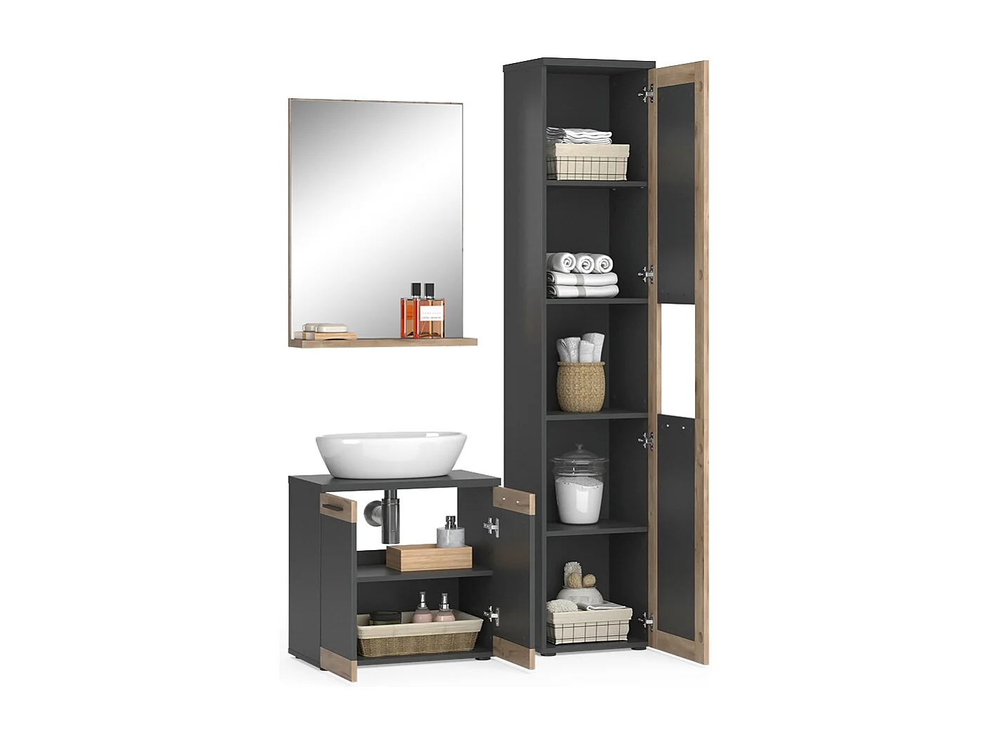 Badkamermeubelset antraciet 60x34.3x59.1 niko