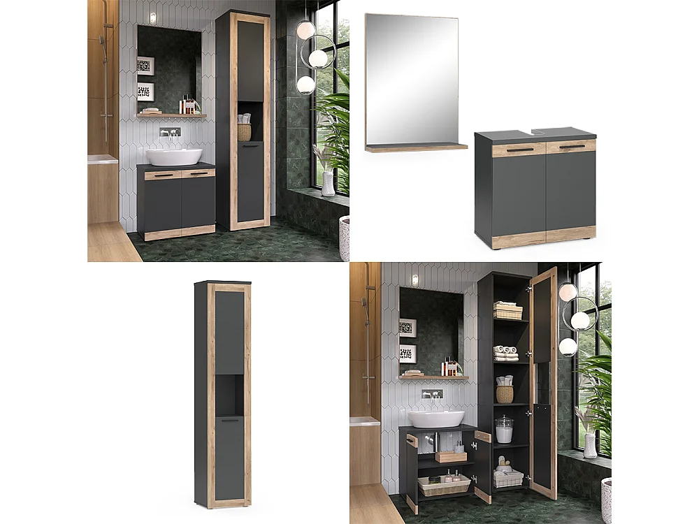 Badkamermeubelset antraciet 60x34.3x59.1 niko