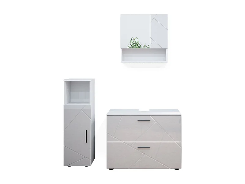 Badmöbel-Set weiß hochglanz 80x41x58.6 irma