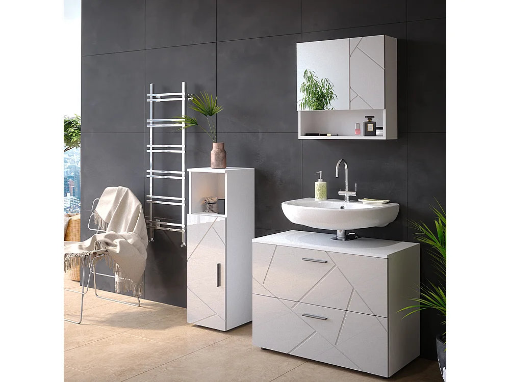 Badmöbel-Set weiß hochglanz 80x41x58.6 irma