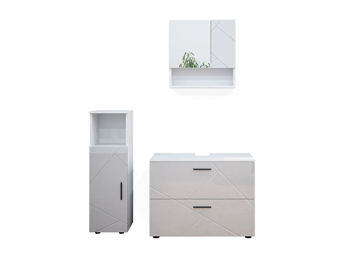 Meubles bain blanc haute brillance 80x41x58.6 irma