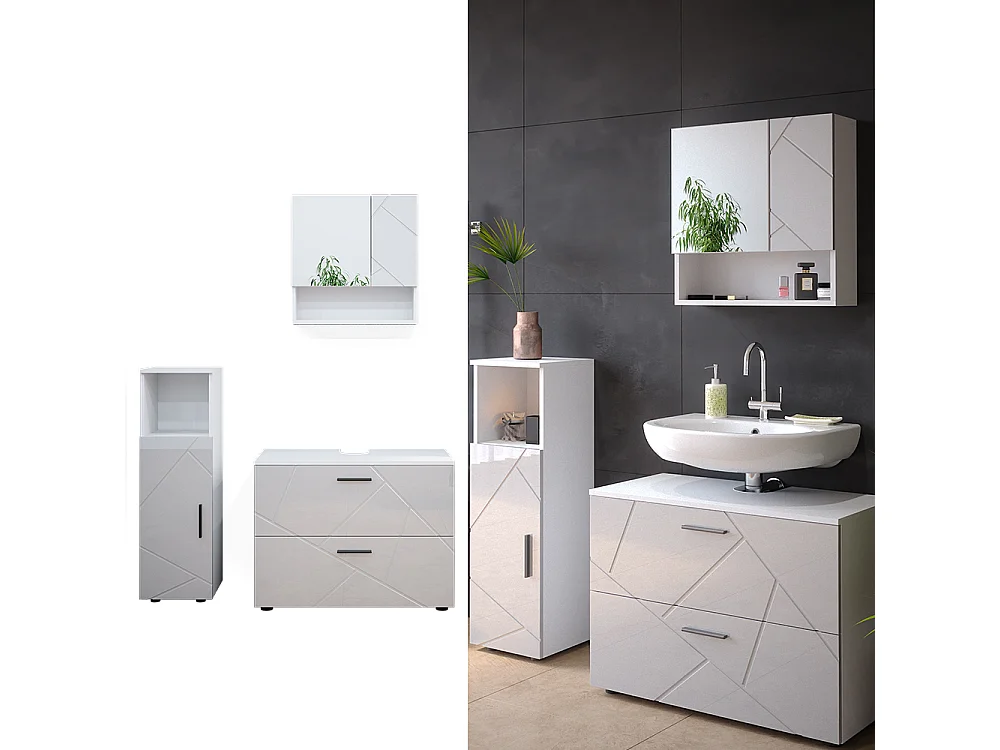 Meubles bain blanc haute brillance 80x41x58.6 irma