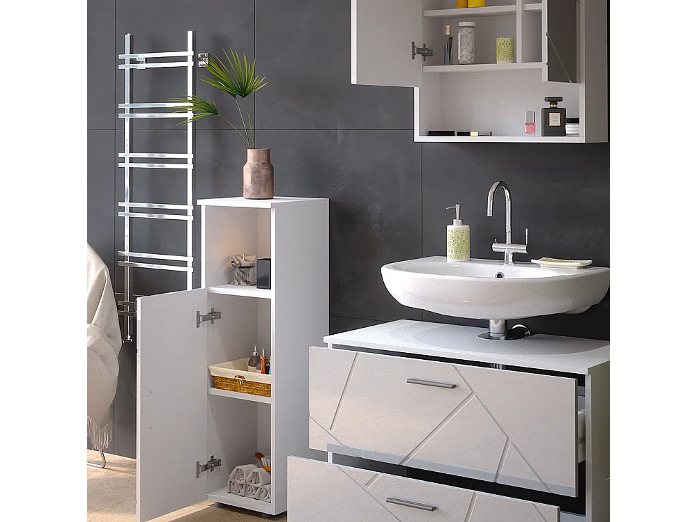 Meubles bain blanc haute brillance 80x41x58.6 irma