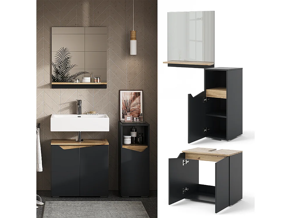 Meubles bain anthracite 60x35x57 marelle