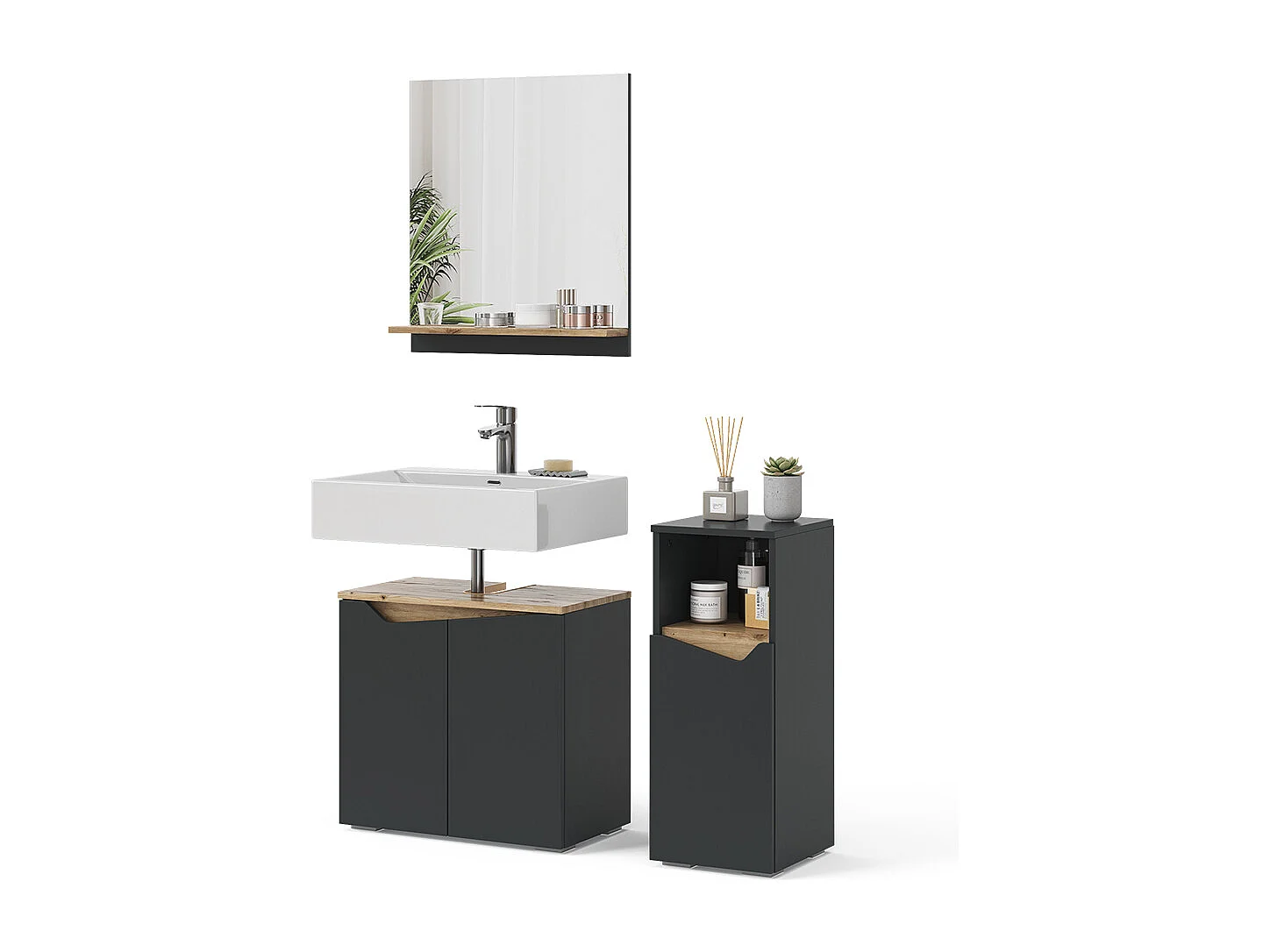 Meubles bain anthracite 60x35x57 marelle