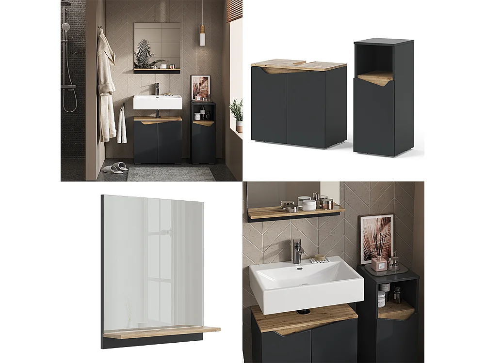 Meubles bain anthracite 60x35x57 marelle