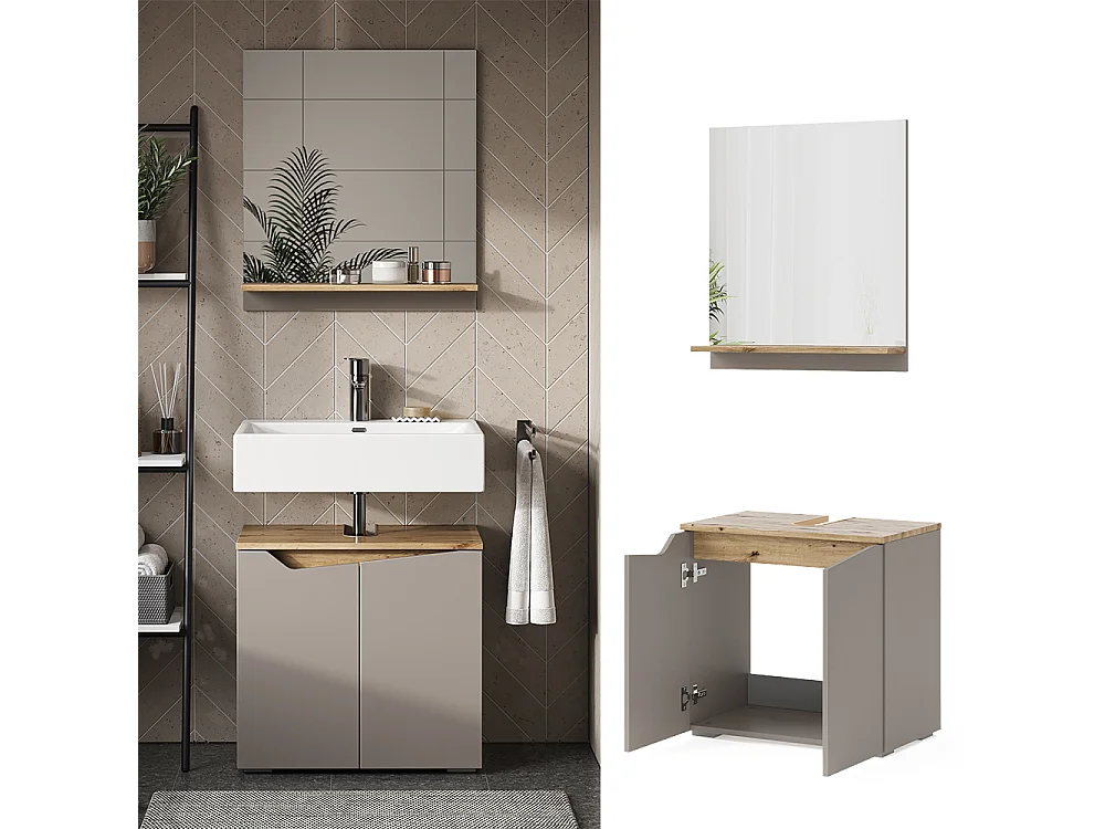 Meubles bain grège 60x35x57 marelle