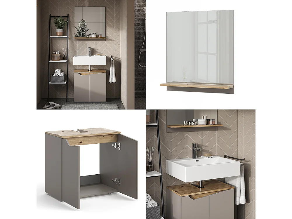 Meubles bain grège 60x35x57 marelle