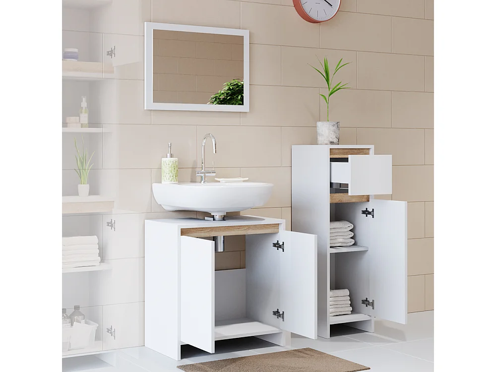 Conjunto de muebles de baño blanco/sonoma 58x33x60 emma