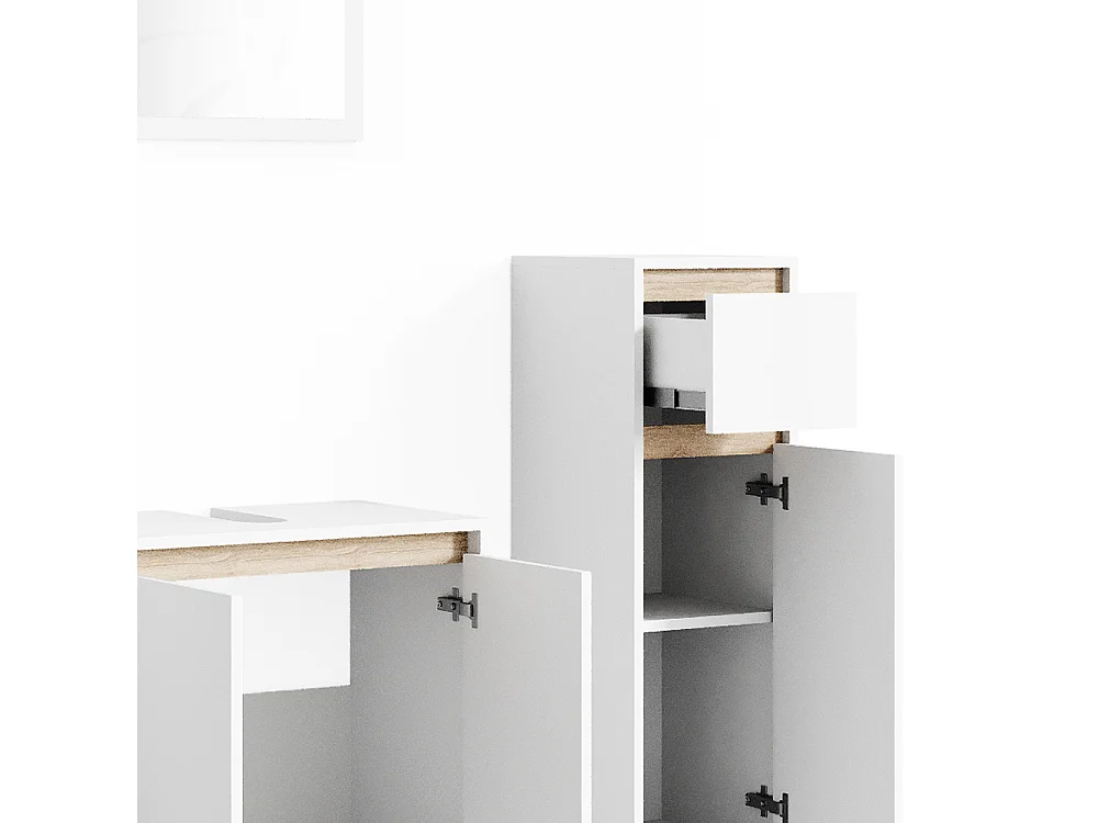 Conjunto de muebles de baño blanco/sonoma 58x33x60 emma