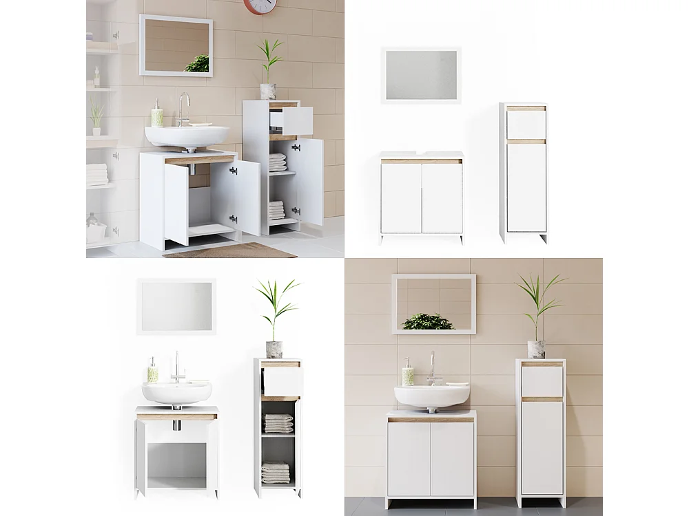 Conjunto de muebles de baño blanco/sonoma 58x33x60 emma