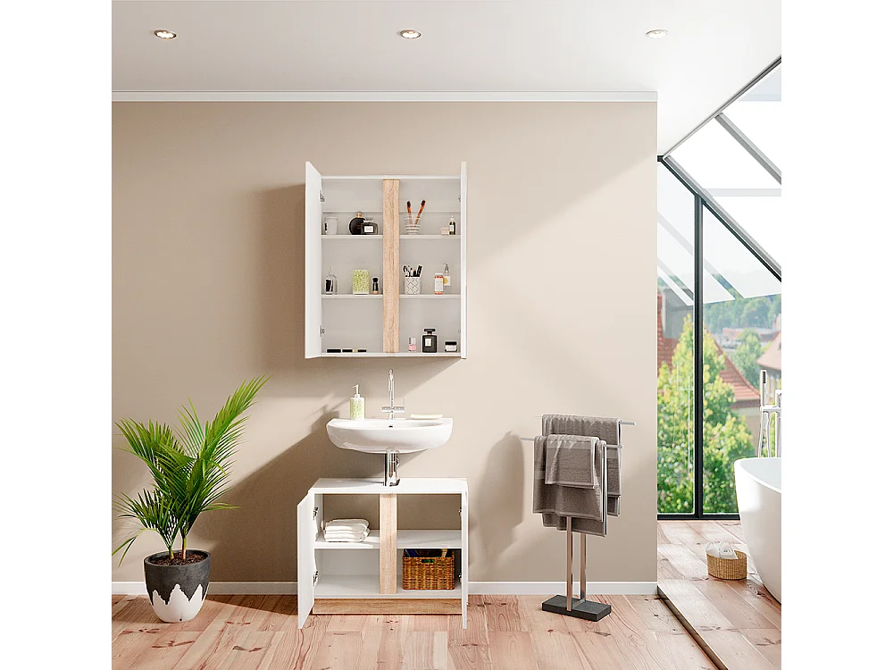 Set di mobili da bagno bianco 70x34x55 gloria