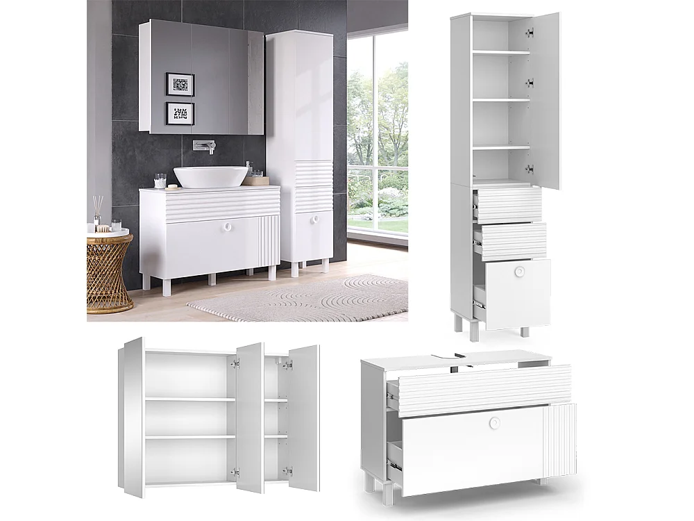 Set di mobili da bagno bianco 100x37x72 sola