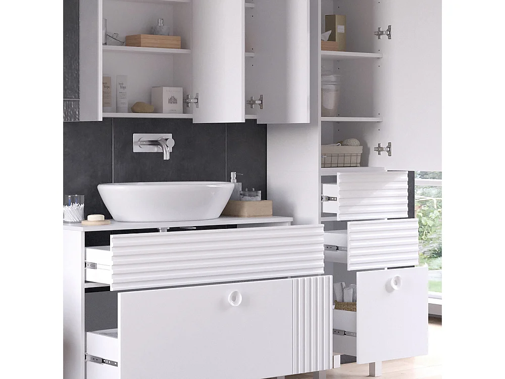 Set di mobili da bagno bianco 100x37x72 sola