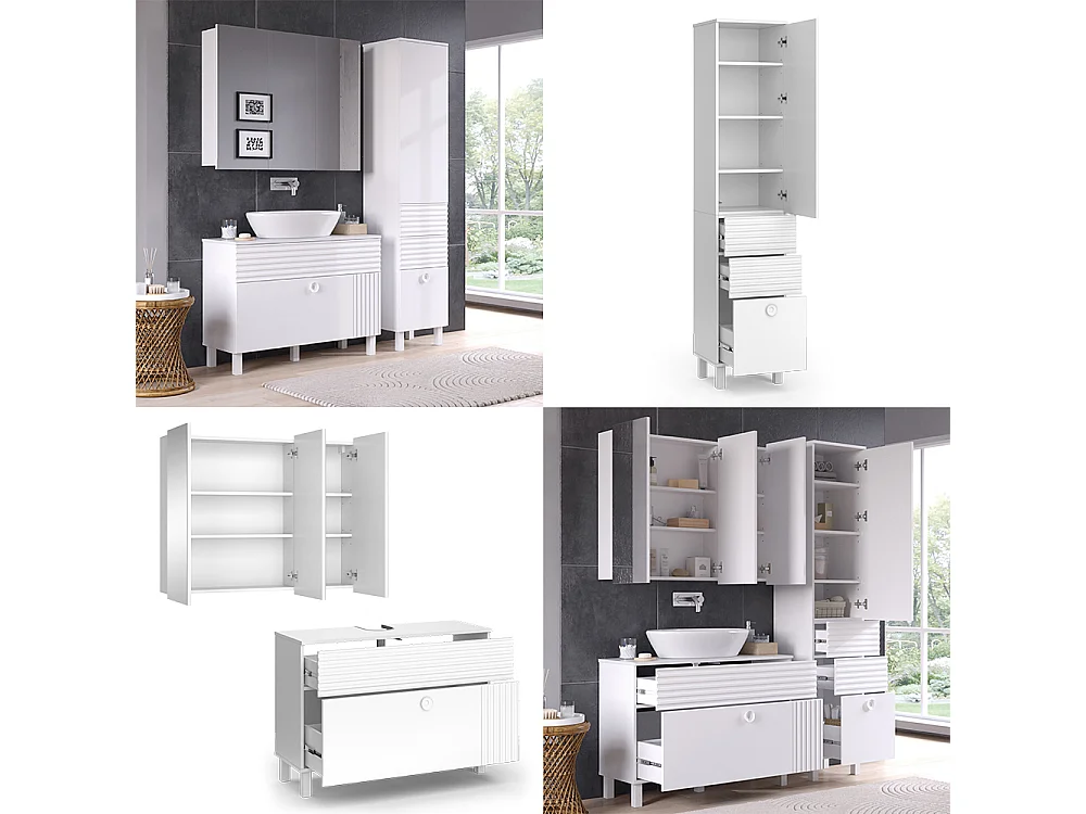 Set di mobili da bagno bianco 100x37x72 sola