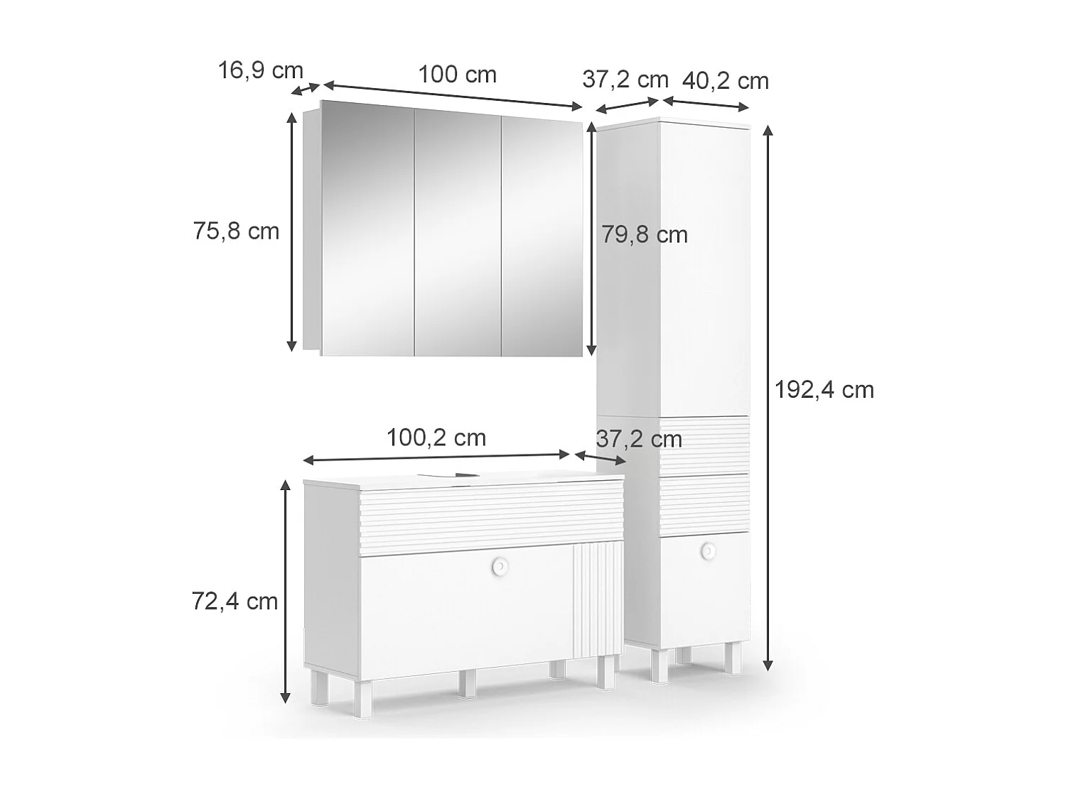 Meubles bain blanc 100x37x72 sola