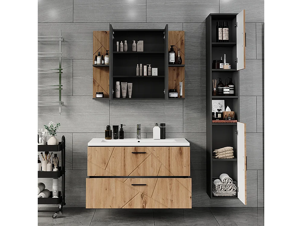 Set di mobili da bagno antracite/artisan 100x44.6x57 irma