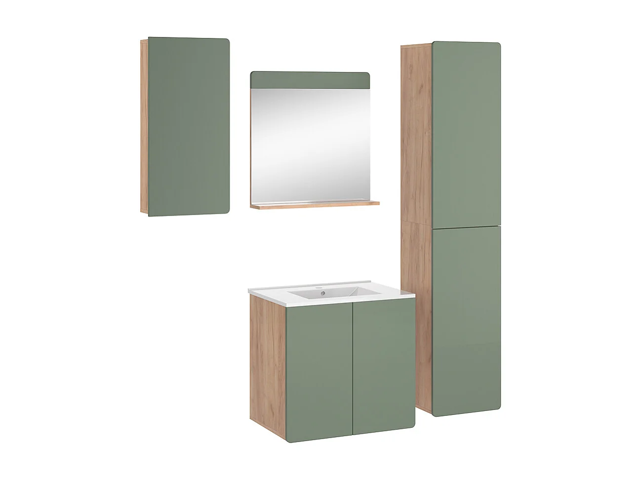 Meubles bain force dor chêne/vert 61.8x44.8x57.8 izan