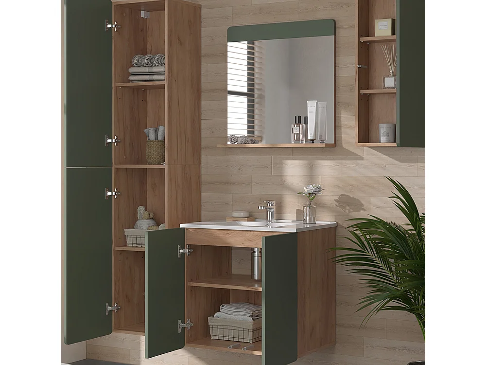 Meubles bain force dor chêne/vert 61.8x44.8x57.8 izan