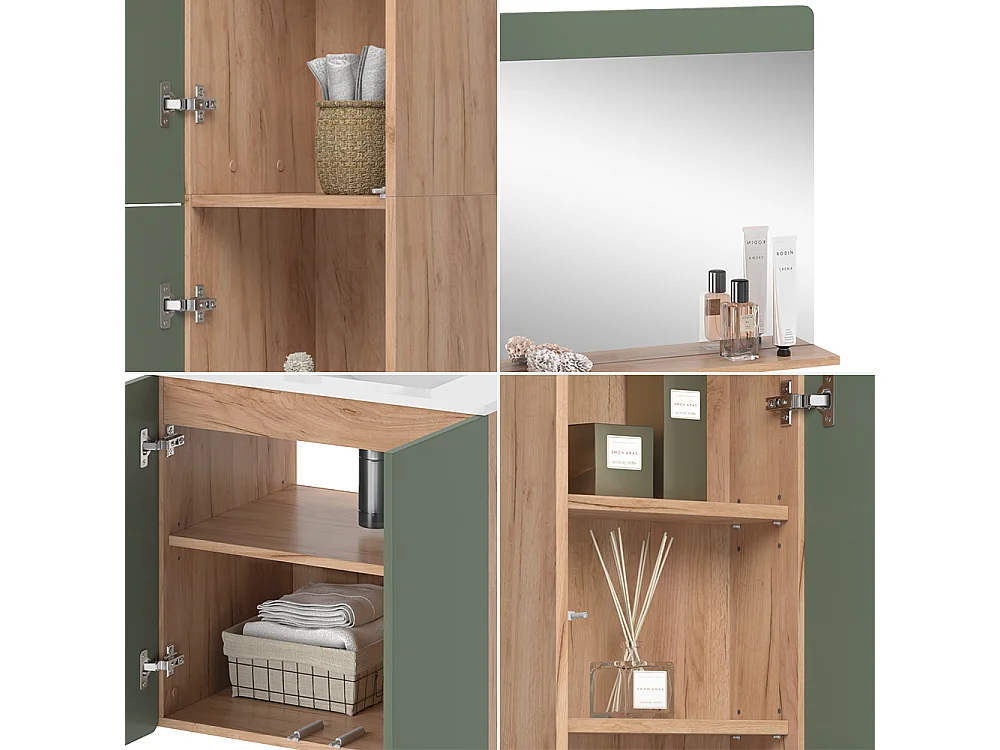 Meubles bain force dor chêne/vert 61.8x44.8x57.8 izan
